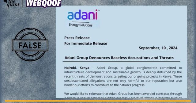 Adani Group says press release on its Kenya projects is fake and fraudulent