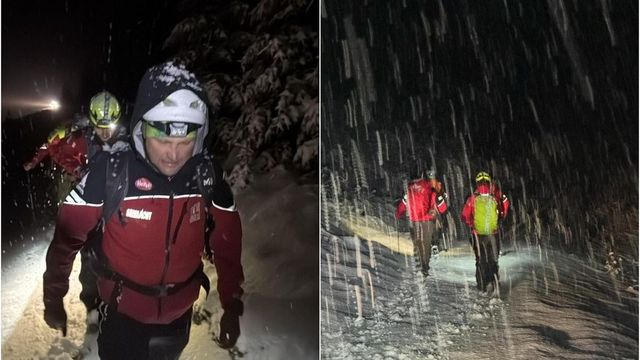 Doi turiști blocați în zăpadă, salvați de echipa Salvamont Brașov în Munții Bucegi