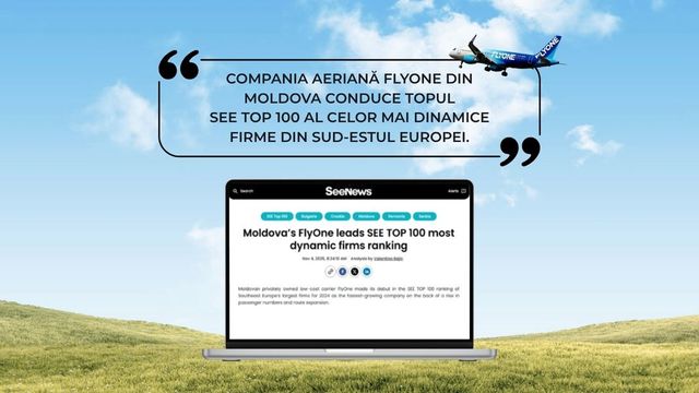FLYONE: Lider în clasamentul „SEE TOP 100 – cele mai dinamice companii din Europa de Sud-Est”