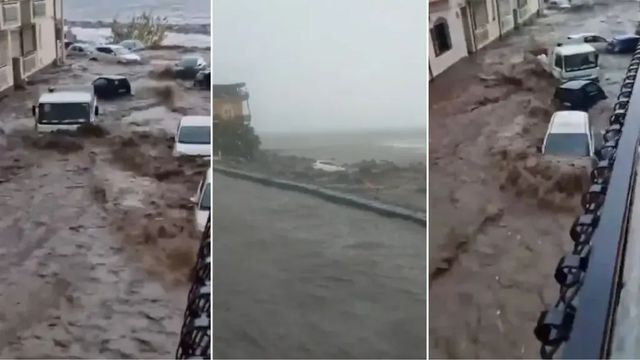 Strade come fiumi nel catanese, auto trascinate dall'acqua